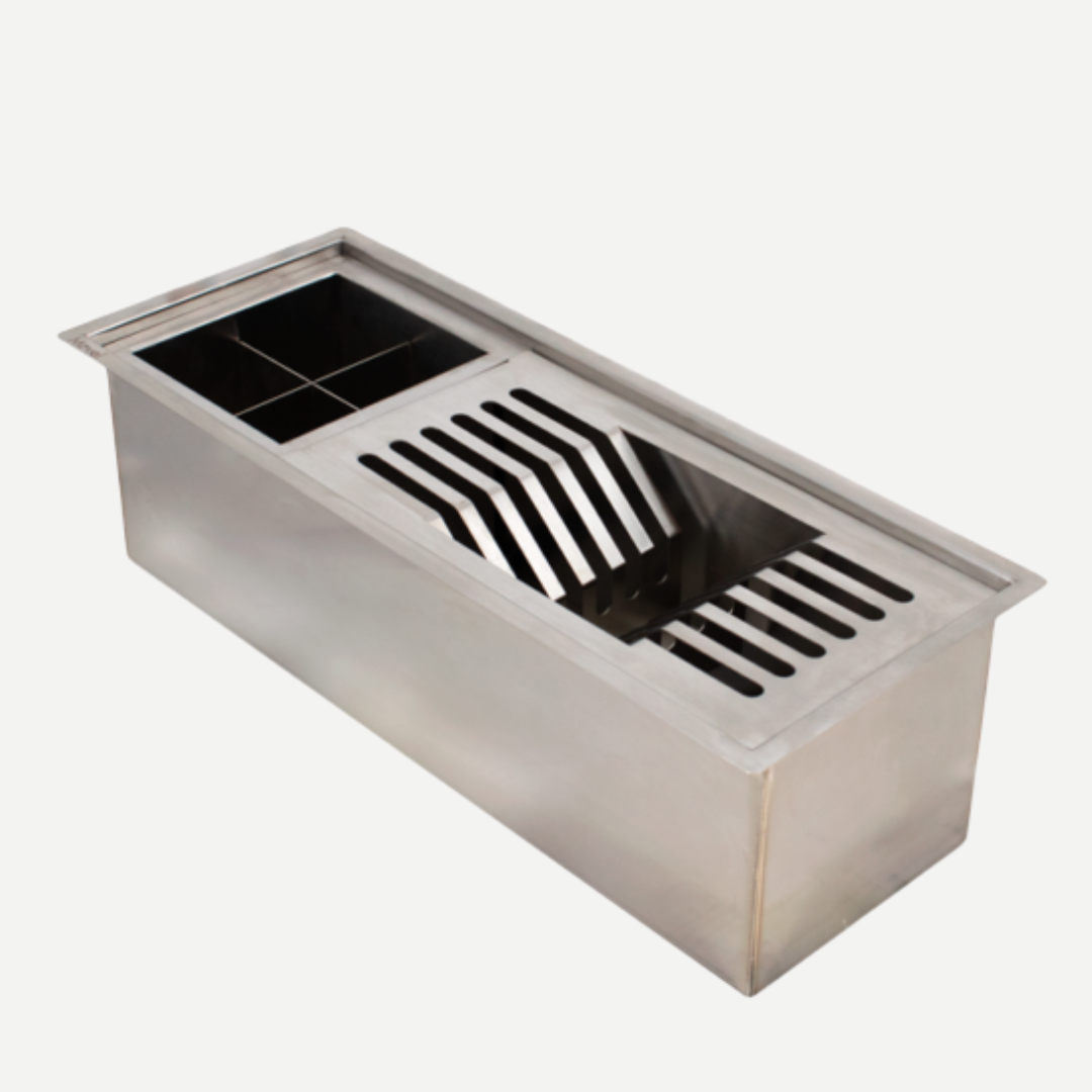 Calha Úmida Inox Inox 304 Lux 45X16 com acessórios aço escovado