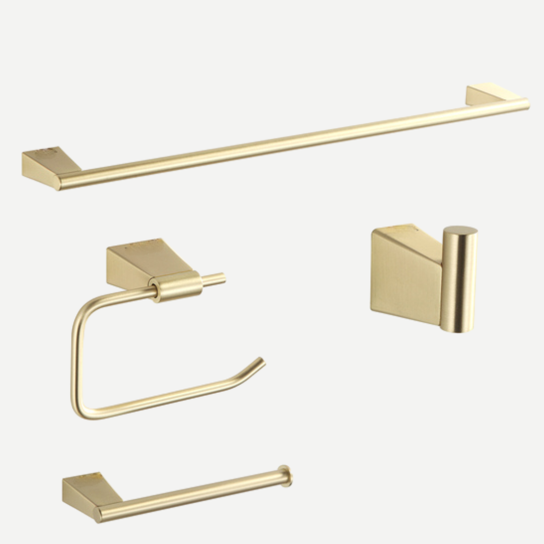 Kit Completo de penduradores Dourado Escovado 4 Peças Minimal