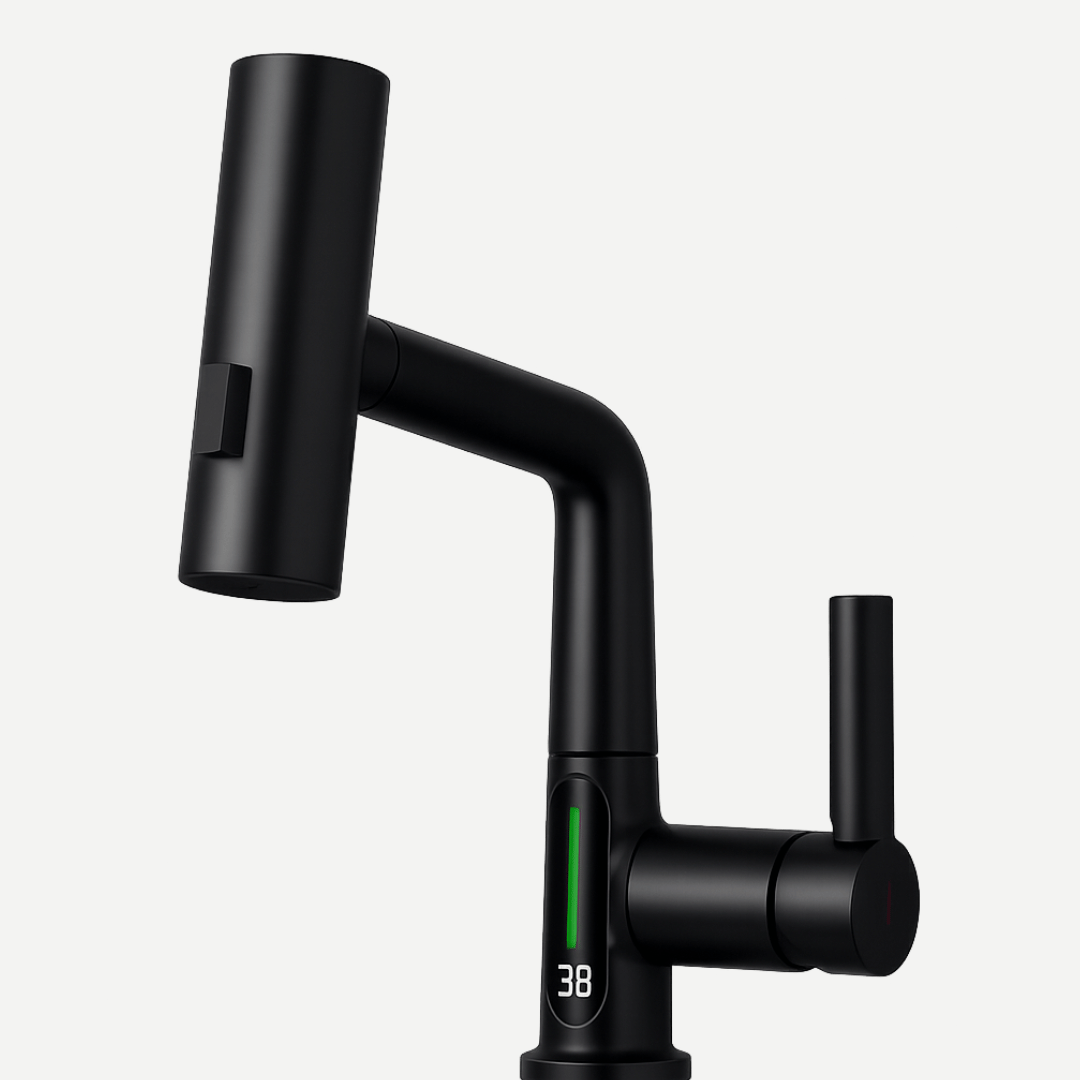 Torneira para Banheiro com Bica Extensível - Monocomando com Display e Rotação 360°