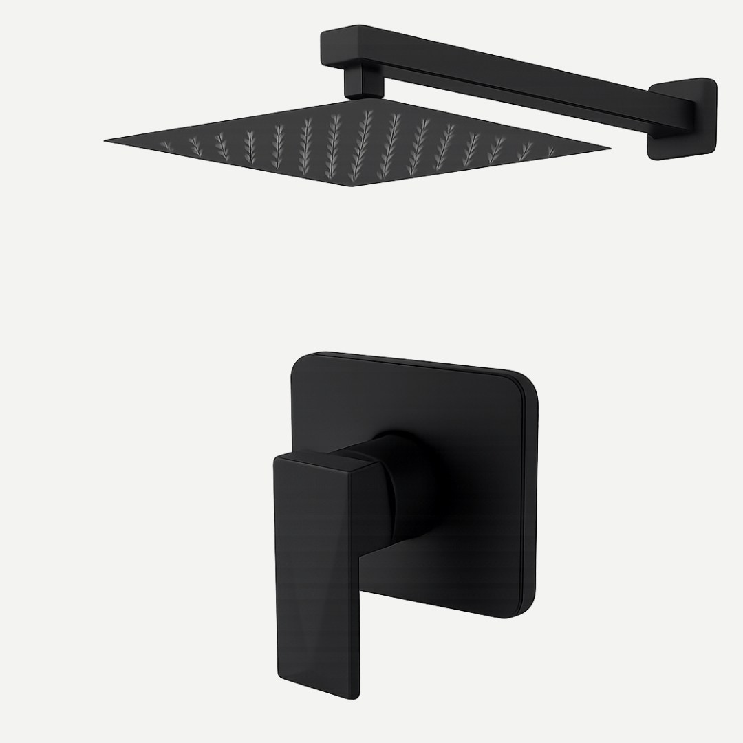 Kit Completo Chuveiro Deluxe - Ducha de parede Inox 20X20 + Acabamento Monocomando Deluxe