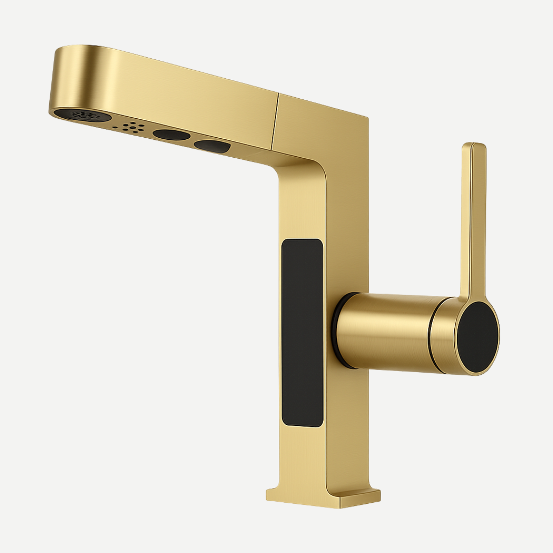 Torneira Monocomando bica baixa para banheiro Pulse Line com bica extensiva e display digital