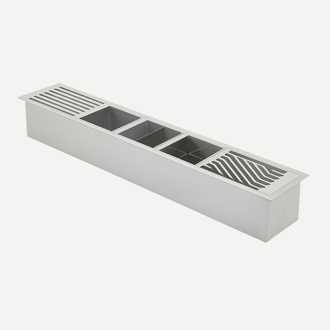 Calha Úmida Inox Lux Aço escovado105X16 com acessórios
