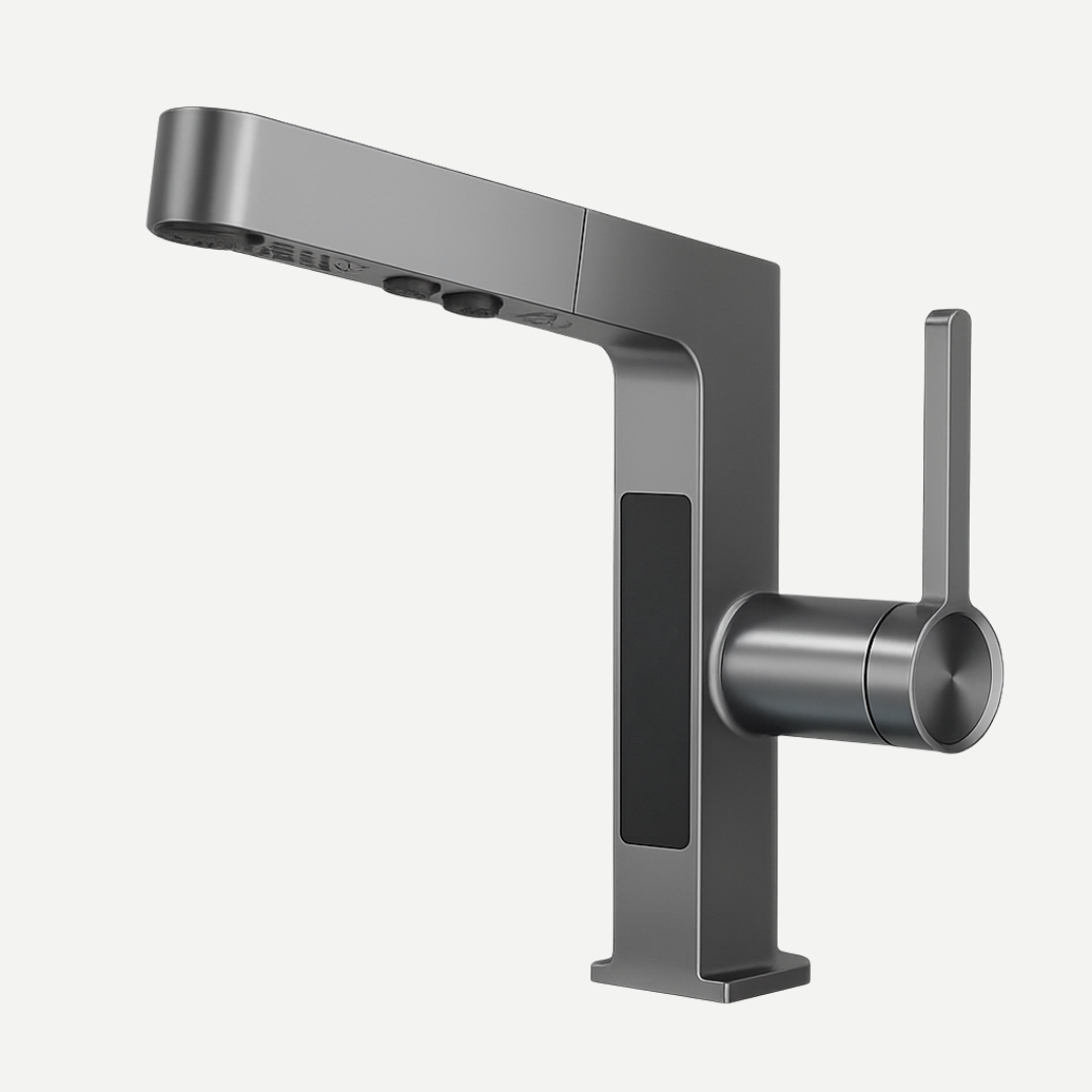 Torneira Monocomando bica baixa para banheiro Pulse Line com bica extensiva e display digital