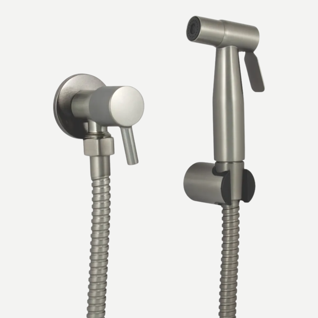 Ducha Higiênica 100% Metal Aço Inox 304 - Mangueira em Inox - Linha Rounded