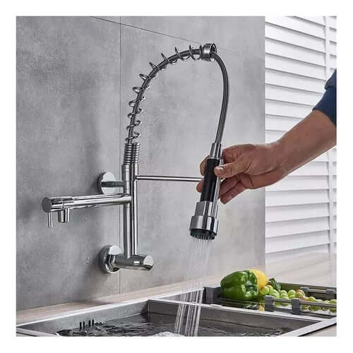 Torneira de Cozinha para Parede Gourmet - Bica Giratória 2 Jatos