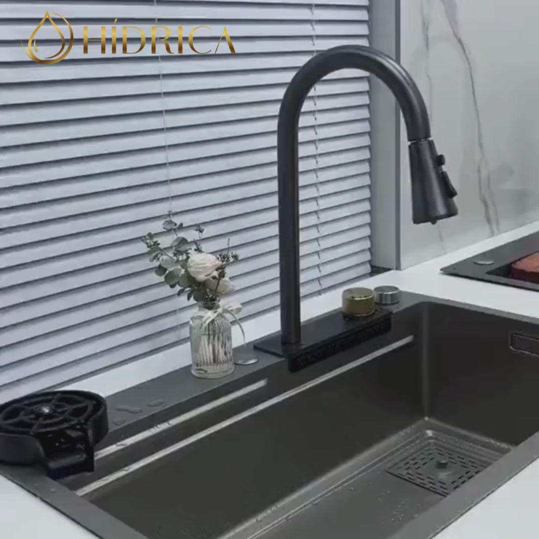 Cuba Smart 1.0 - Aço Inox 304  - Torneira Embutida Monocomando + Dispenser de Sabão + Lava copos