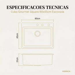 Cuba Gourmet Square 60x45 Escovada Inox 304