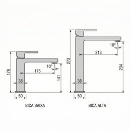 Torneira Monocomando bica Alta/Baixa para banheiro Apolo