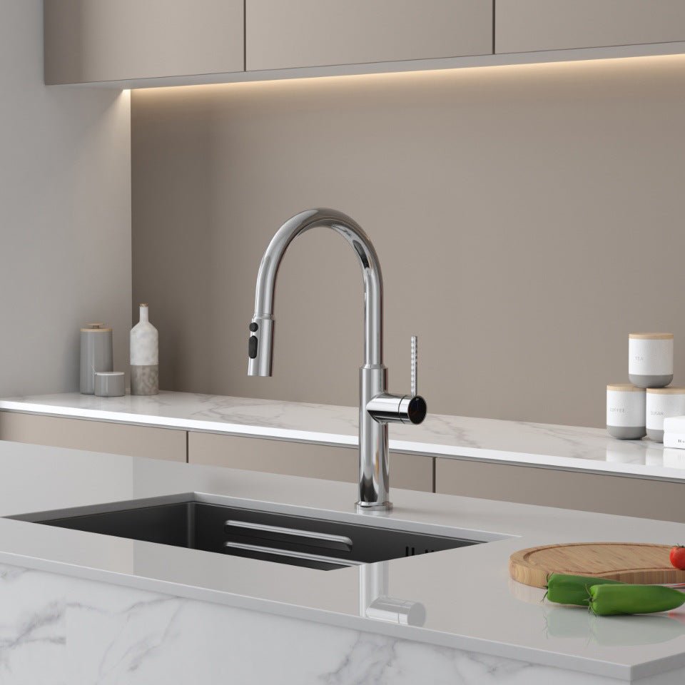 Torneira para Cozinha Estilo Industrial com Bica Extensível Giratória
