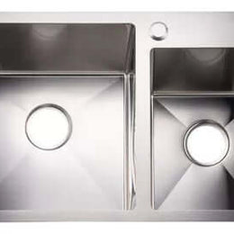Cuba Inox Dupla Completa com Grelha + Dispenser de Sabão embutido + Torneira Gourmet Monocomando