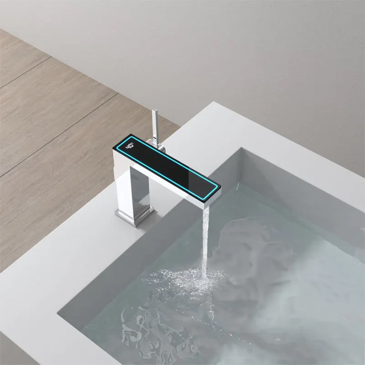 Torneira de Banheiro Bica Baixa - Monocomando Display Digital Square