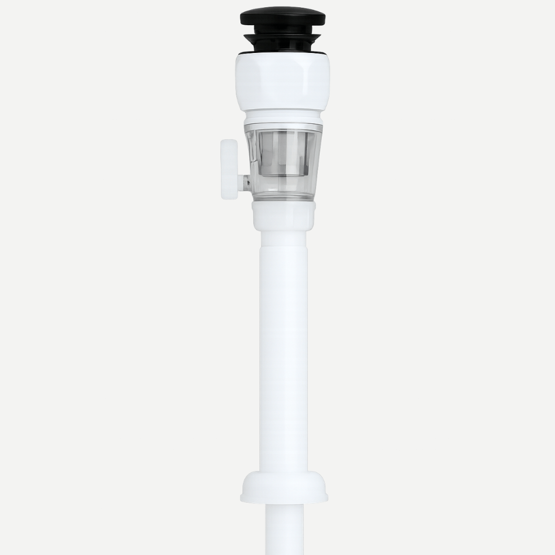 Sifão Retrátil com válvula Click embutida e sistema Anti-Odor