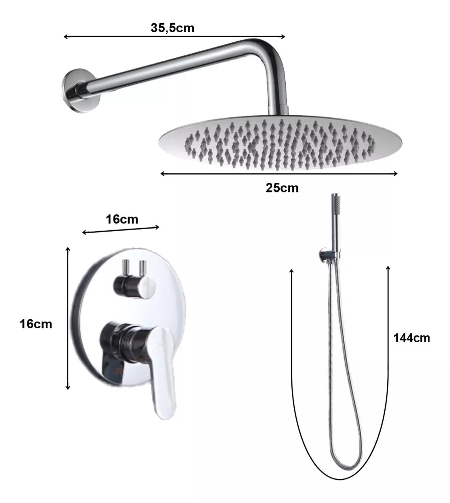Kit Ducha de parede Rounded com Monocomando e Ducha Manual Cromada
