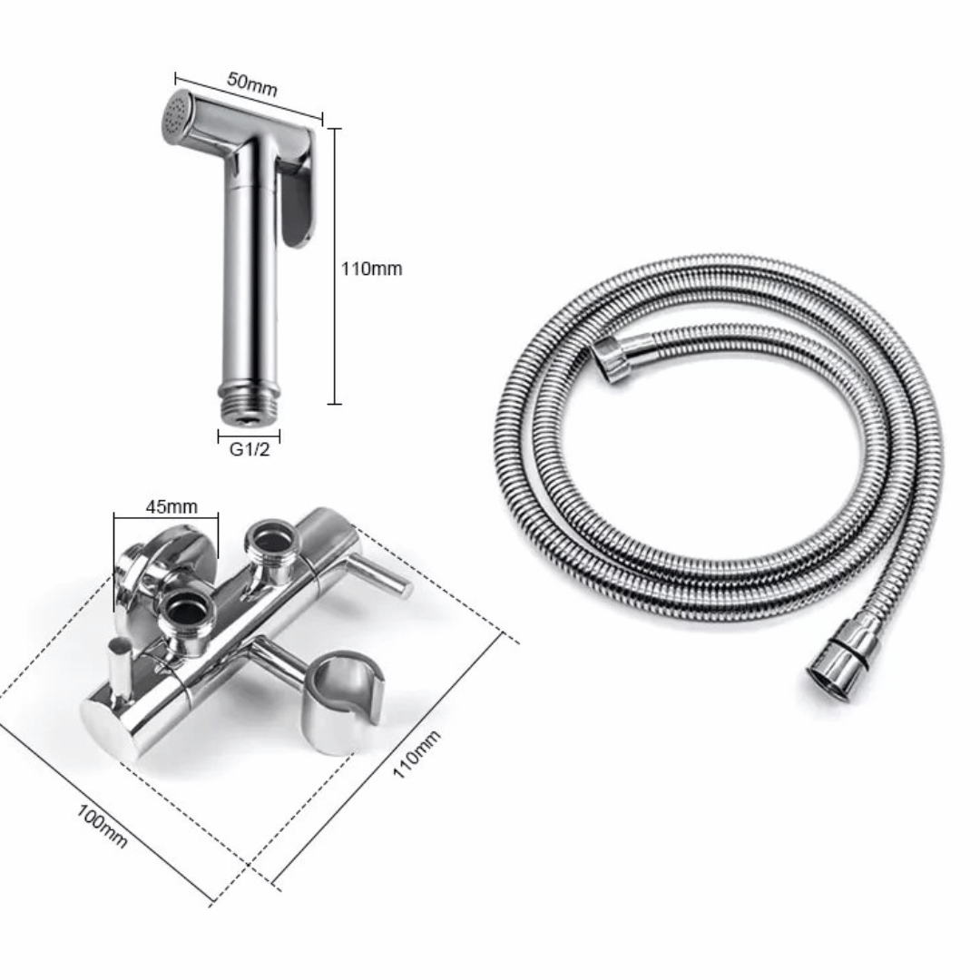 Kit Completo Ducha Higiênica Rústica com derivação para caixa acoplada - 100% Inox 304