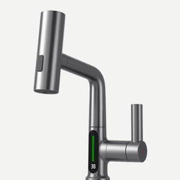 Torneira para Banheiro com Bica Extensível - Monocomando com Display e Rotação 360°