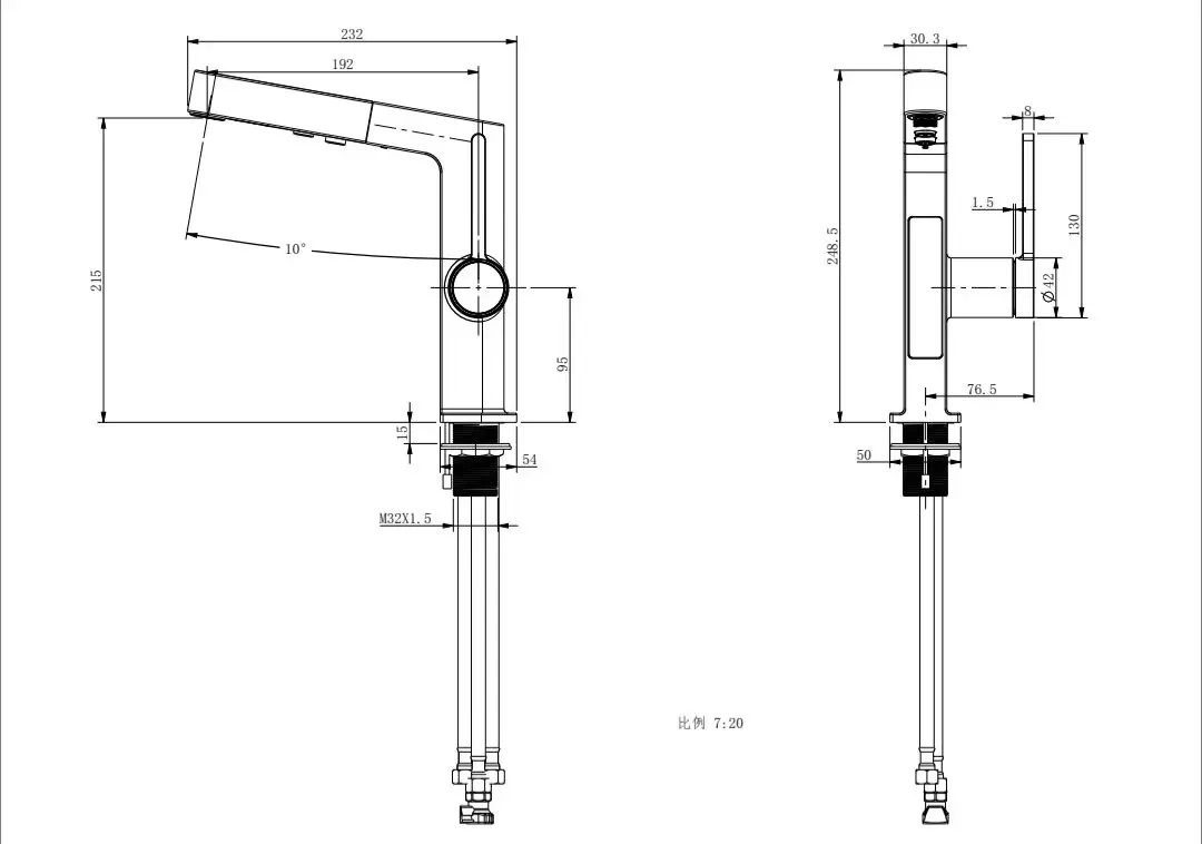 Torneira Monocomando bica baixa para banheiro Pulse Line com bica extensiva e display digital