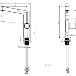 Torneira Monocomando bica baixa para banheiro Pulse Line com bica extensiva e display digital