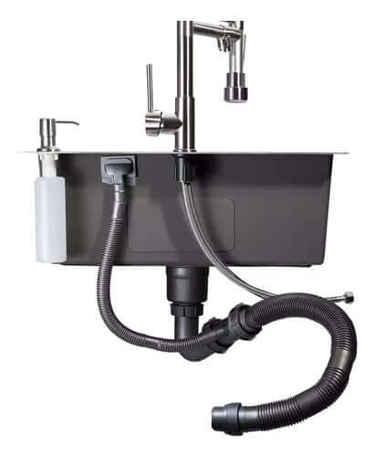 Kit Completo Cuba Inox Escovada de embutir + Torneira Monocomando Gourmet Escovada