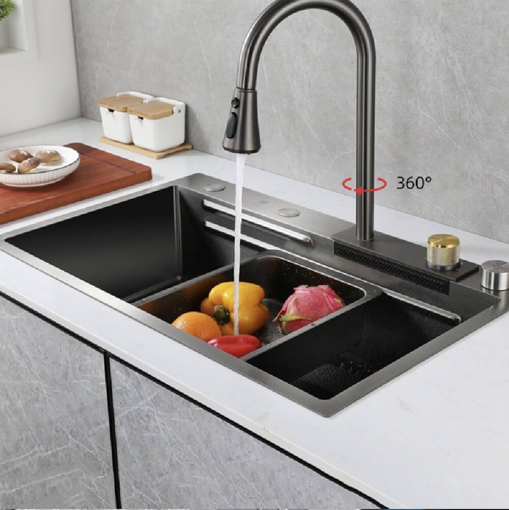 Cuba Smart 1.0 - Aço Inox 304  - Torneira Embutida Monocomando + Dispenser de Sabão + Lava copos