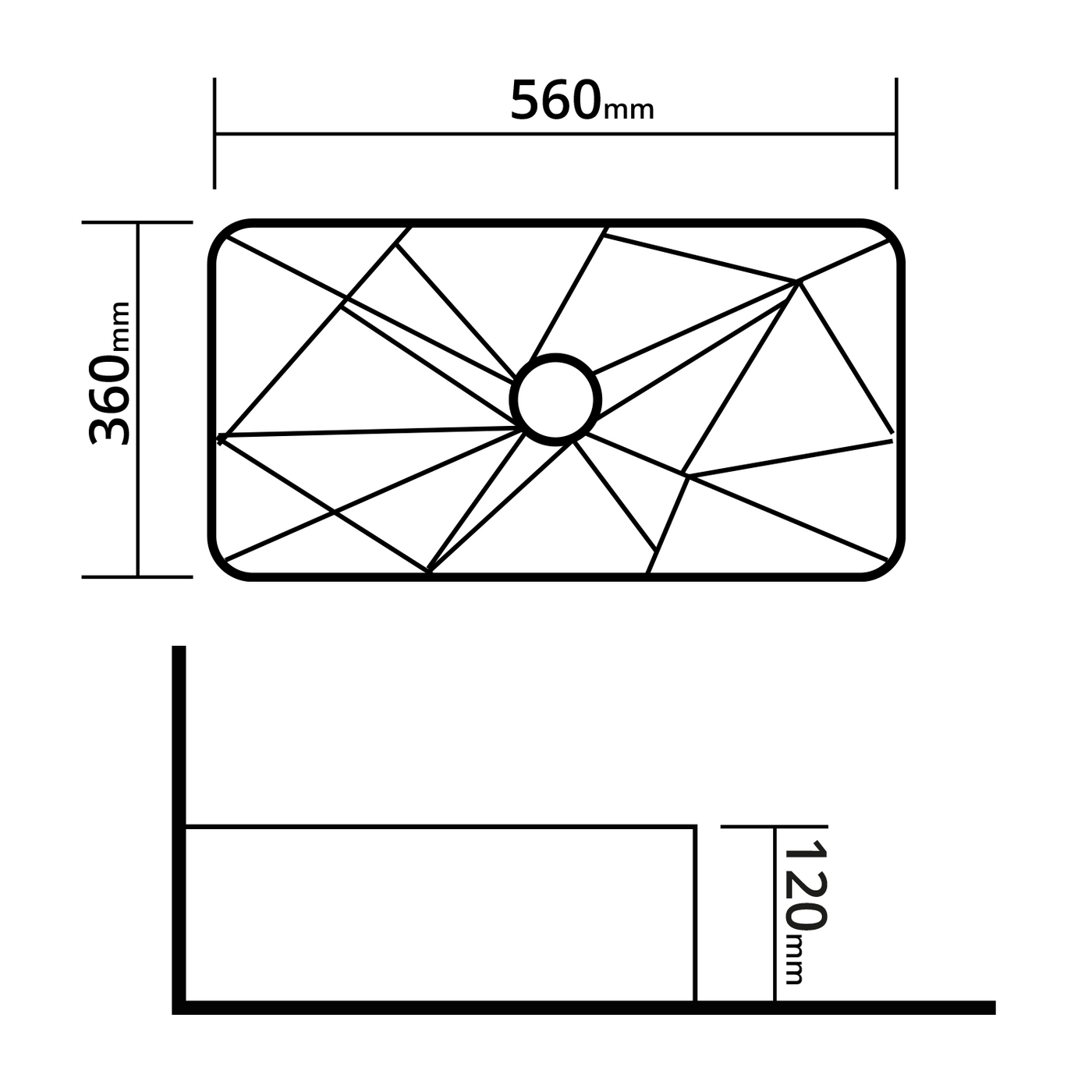 Cuba de apoio Retangular Diamond 56x36