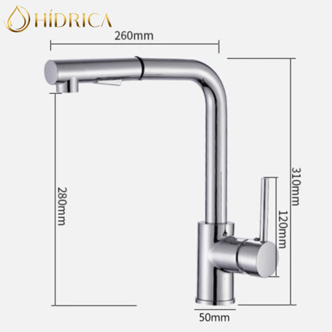 Torneira de Cozinha Gourmet Extensível - Monocomando com 2 Jatos