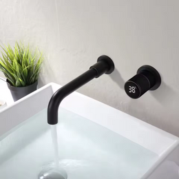 Torneira Monocomando de parede Siena com display digital de temperatura para lavatório