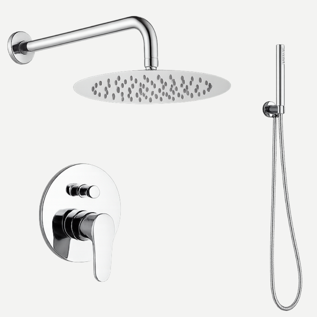 Kit Ducha de parede Rounded com Monocomando e Ducha Manual Cromada