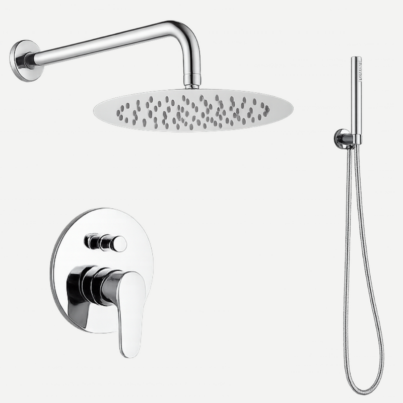 Kit Ducha de parede Rounded com Monocomando e Ducha Manual Cromada