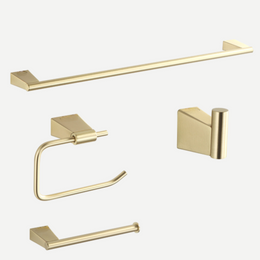 Kit Completo de penduradores Dourado Escovado 4 Peças Minimal
