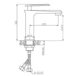 Misturador Monocomando para lavatório de mesa Bica baixa Dacar - Inox e preto fosco