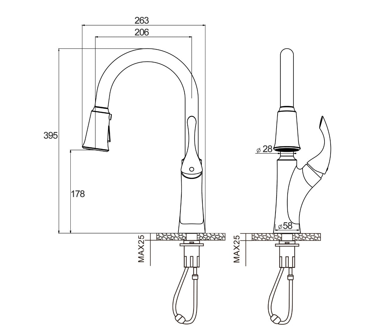 Torneira Misturador Monocomando Gourmet Extensível com saída para Filtro Nias