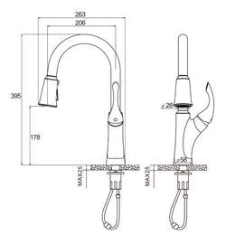 Torneira Misturador Monocomando Gourmet Extensível com saída para Filtro Nias