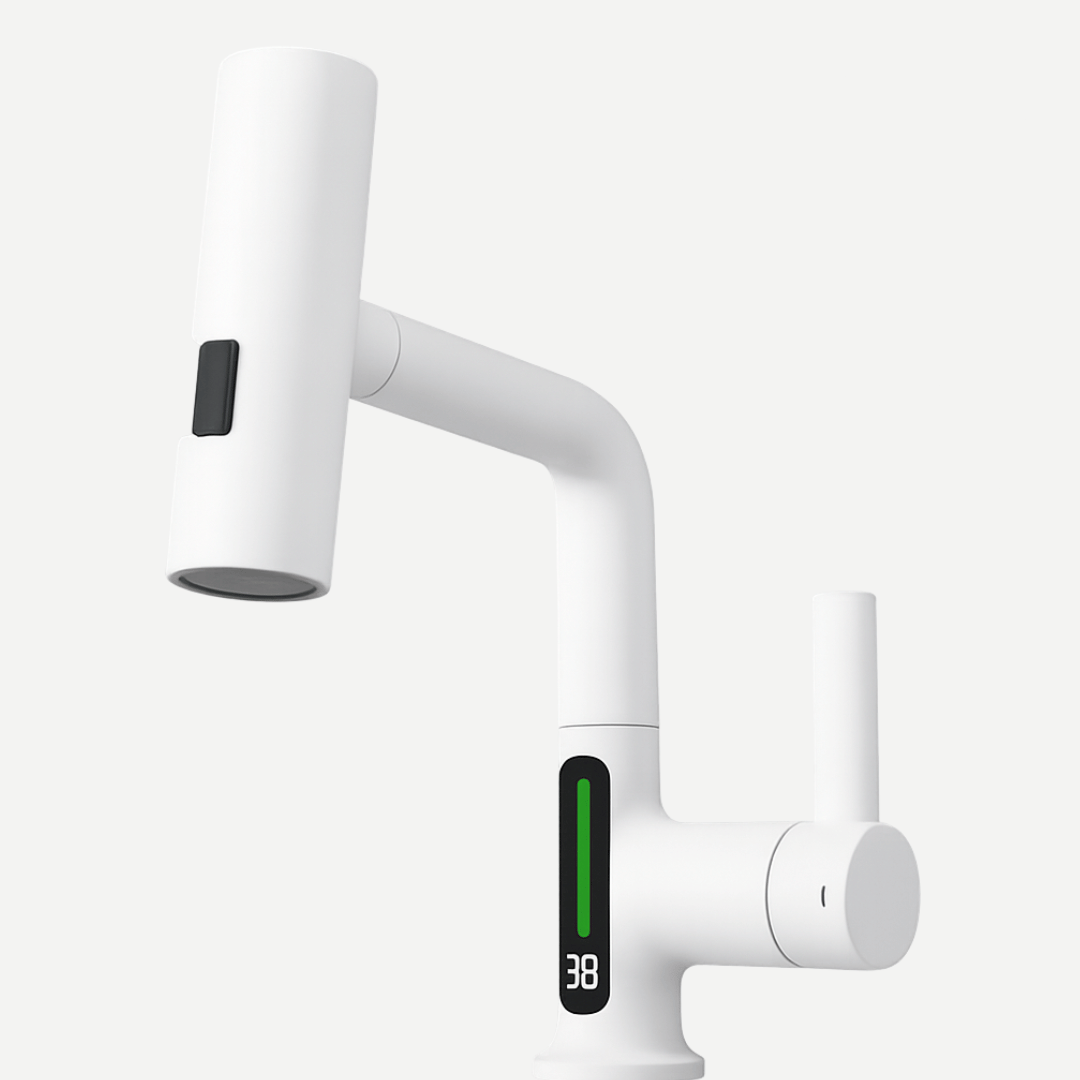 Torneira para Banheiro com Bica Extensível - Monocomando com Display e Rotação 360°