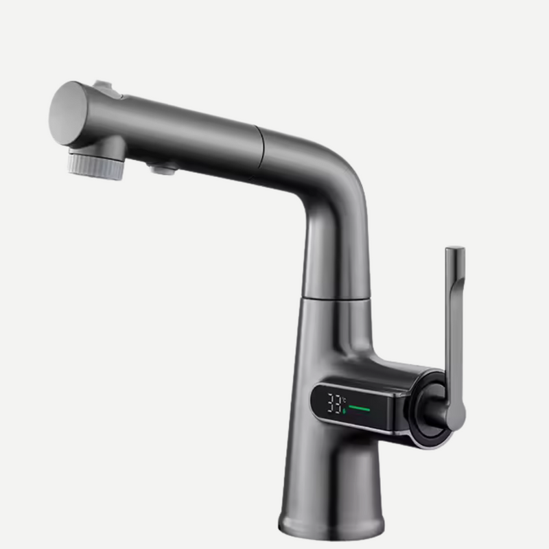 Torneira Monocomando bica alta para banheiro com display digital rotativa Elevatta