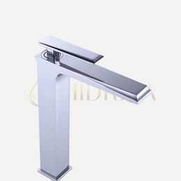 Misturador Monocomando para lavatório de mesa Bica Alta Dacar - Inox e preto fosco