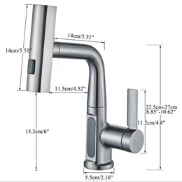 Torneira para Banheiro com Bica Extensível - Monocomando com Display e Rotação 360°