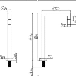 Torneira Bica alta para banheiro Cubo 1/4 de volta Inox 304 - Água fria