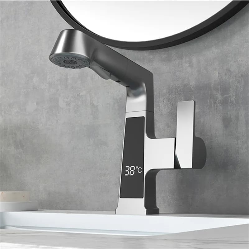 Torneira para Banheiro com Mangueira Extensível e Display - Monocomando Swirl