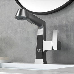 Torneira para Banheiro com Mangueira Extensível e Display - Monocomando Swirl