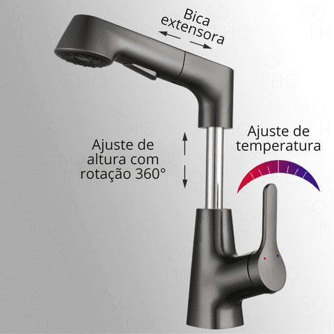 Torneira Monocomando bica média para banheiro com bica extensiva Swirl
