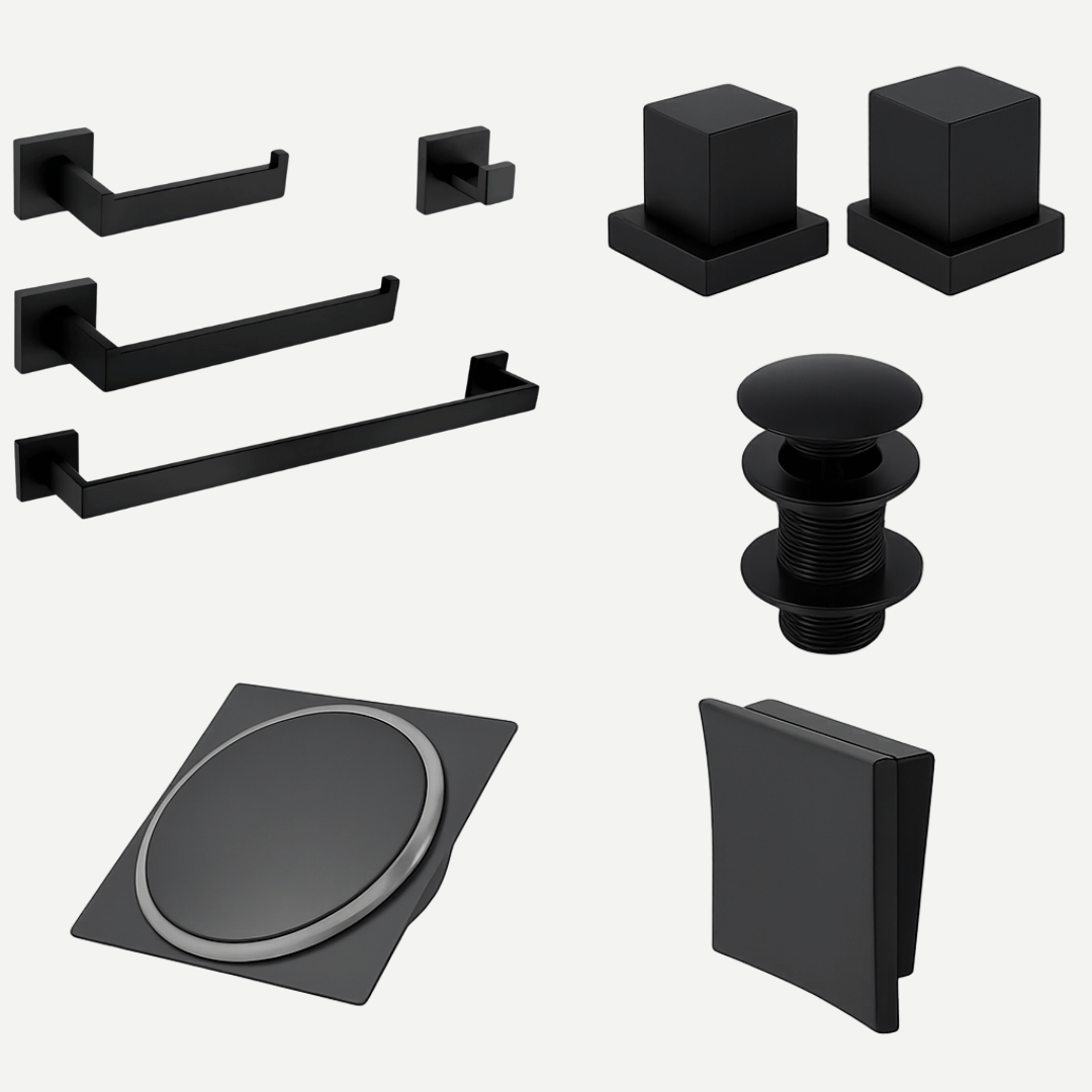 Kit Completo "Gran Finale" - Conjunto de acabamentos para banheiro com 9 peças