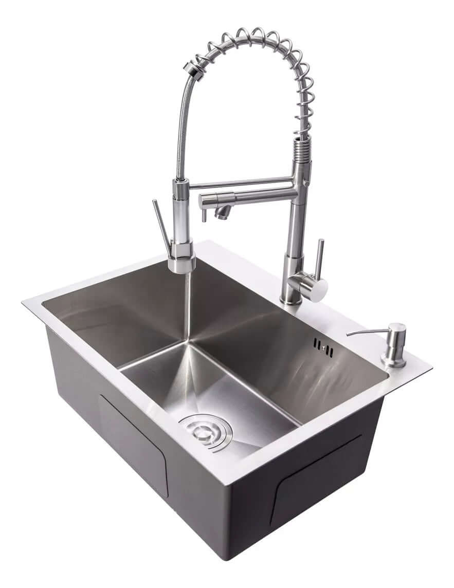 Kit Completo Cuba Inox Escovada de embutir + Torneira Monocomando Gourmet Escovada