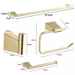 Kit Completo de penduradores Dourado Escovado 4 Peças Minimal