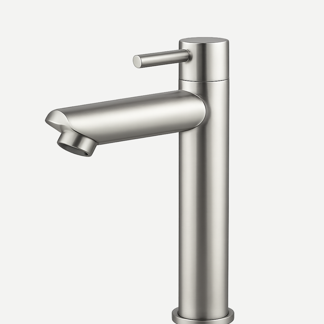 Torneira Lander para Banheiro em Aço Inox - Bica Baixa Água Fria