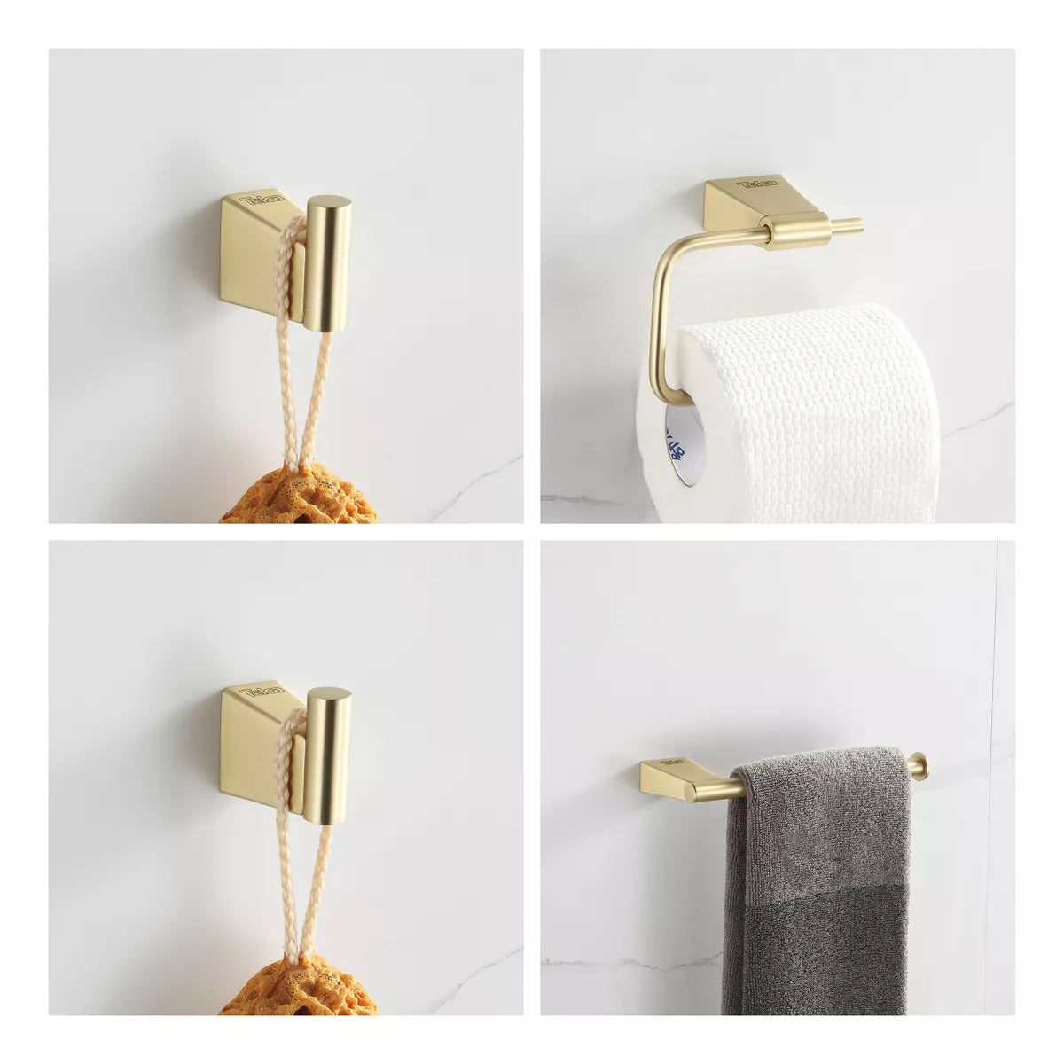 Kit Completo de penduradores Dourado Escovado 4 Peças Minimal