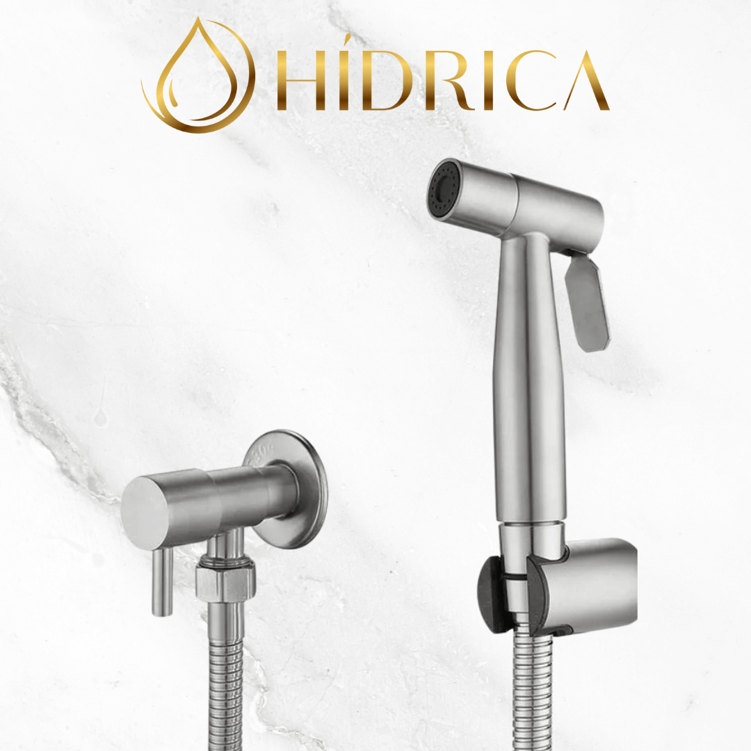 Ducha Higiênica 100% Metal Aço Inox 304 - Mangueira em malha Inoxidável - 1/4 de volta