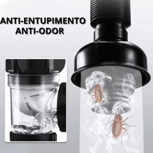 Cano Teléscopico Anti Odor - 100% Livre de vazamentos - Instalação sem ferramentas - Anti entupimento - Promoção ativa - Hídrica