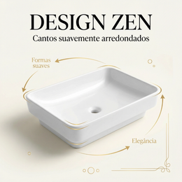 Cuba de louça retangular para banheiro Semi-encaixe 50x38 Zen