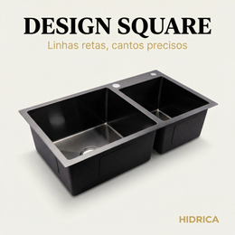 Cuba Dupla Square 78X43 Inox 304 Preta