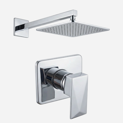 Kit Completo Chuveiro Deluxe - Ducha de parede Inox 20X20 + Acabamento Monocomando Deluxe